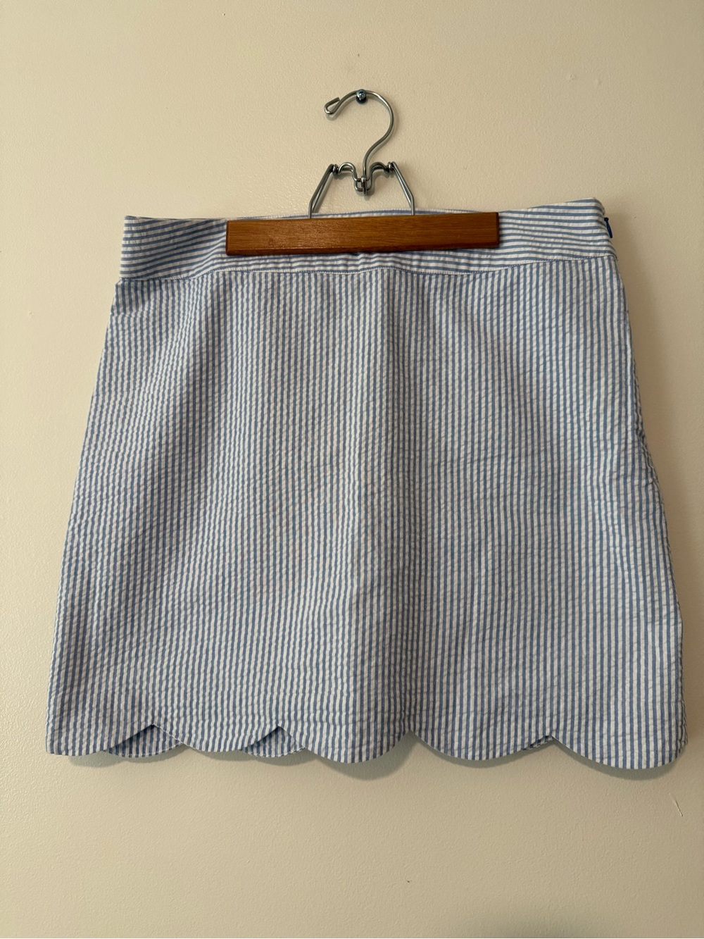 Vineyard Vines Blue & White Striped Scallop Hem Mini Skirt